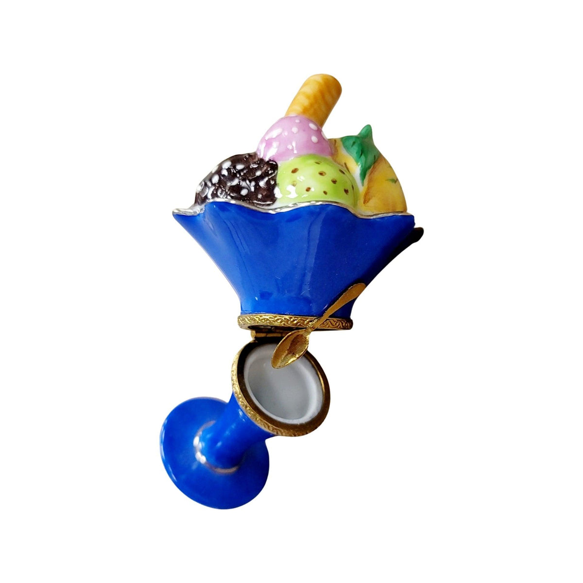 Ice Cream Sunday w Fruit Rare Limoges Box Porcelain Figurine-food-CH3S174