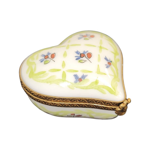 Lime Green Heart Flowers-hearts LIMOGES BOXES-CH11M171