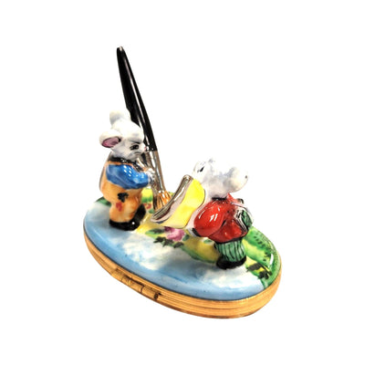 Mice Painting Limoges Box Porcelain Figurine-garden LIMOGES BOXES mice house rabbit love valentine-CH7N235