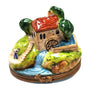 Millhouse Cottage on Hill w River Country House Home Limoges Box Porcelain Figurine-Limoges Box furniture home house-CH2P130
