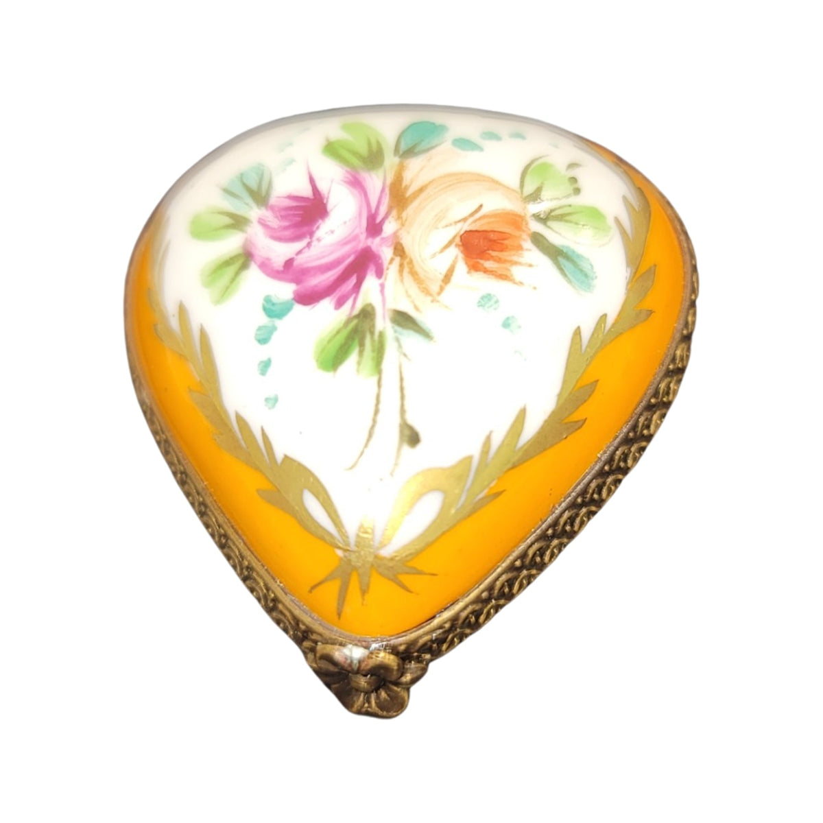 Orange Yellow Heart Flowers-hearts LIMOGES BOXES-CH11M170