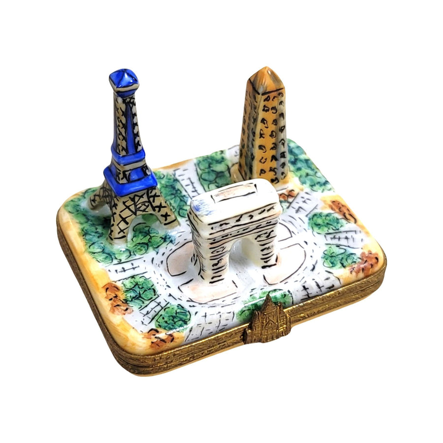 LIMOGES France Trinket Box Peint Mein Mailbox Newspaper Postcard high quality Kisses Paris