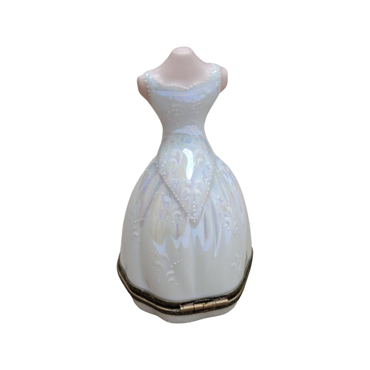 Pearl Wedding Dress on Form Limoges Box Porcelain Figurine-Limoges Box Women shoes hat bags wedding-CH6D139