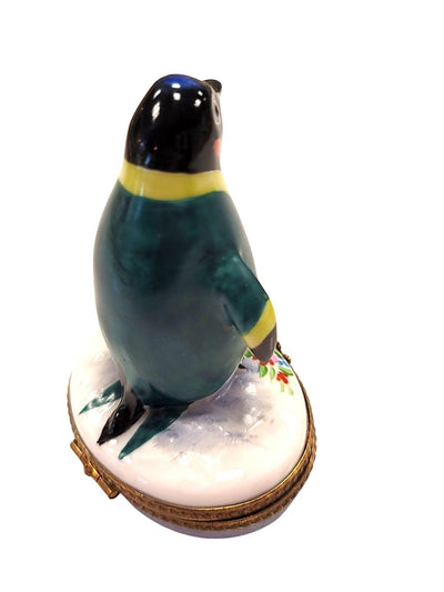 Penguin w Flowers & Tuxedo Limoges Box Porcelain Figurine-winter wild birds-CH3S164