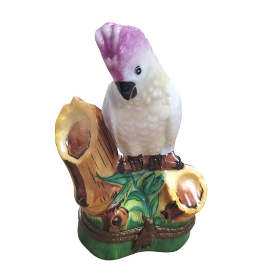 Pink Cockatoo Bird Limoges Box Porcelain Figurine-bird bird-CH2P322