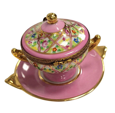 Pink Soup Toureen Limoges Box Porcelain Figurine-home-CH3S208