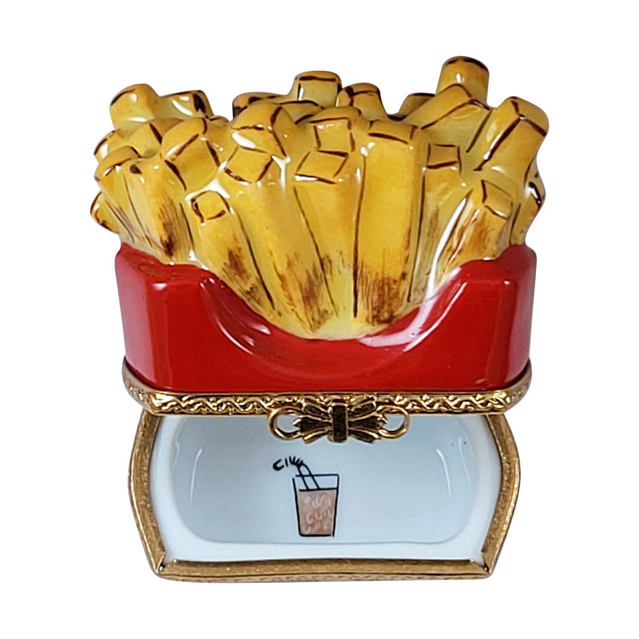 French fries served in a red basket, sprinkled with salt and served with ketchup 
