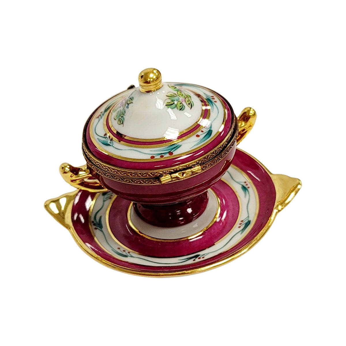 Red Soup Toureen Limoges Box Porcelain Figurine-home-CH3S193