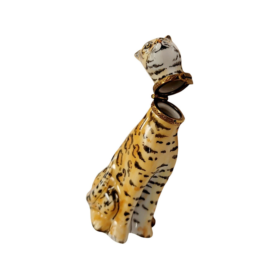Tiger Wild Limoges Box Porcelain Figurine-cat wild-CH3S154