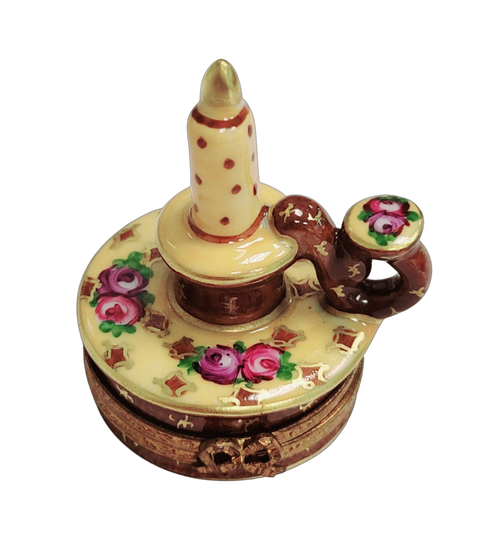 Yellow Roses Candle Stick Limoges Box Porcelain Figurine-furniture home LIMOGES BOXES-CH8C121