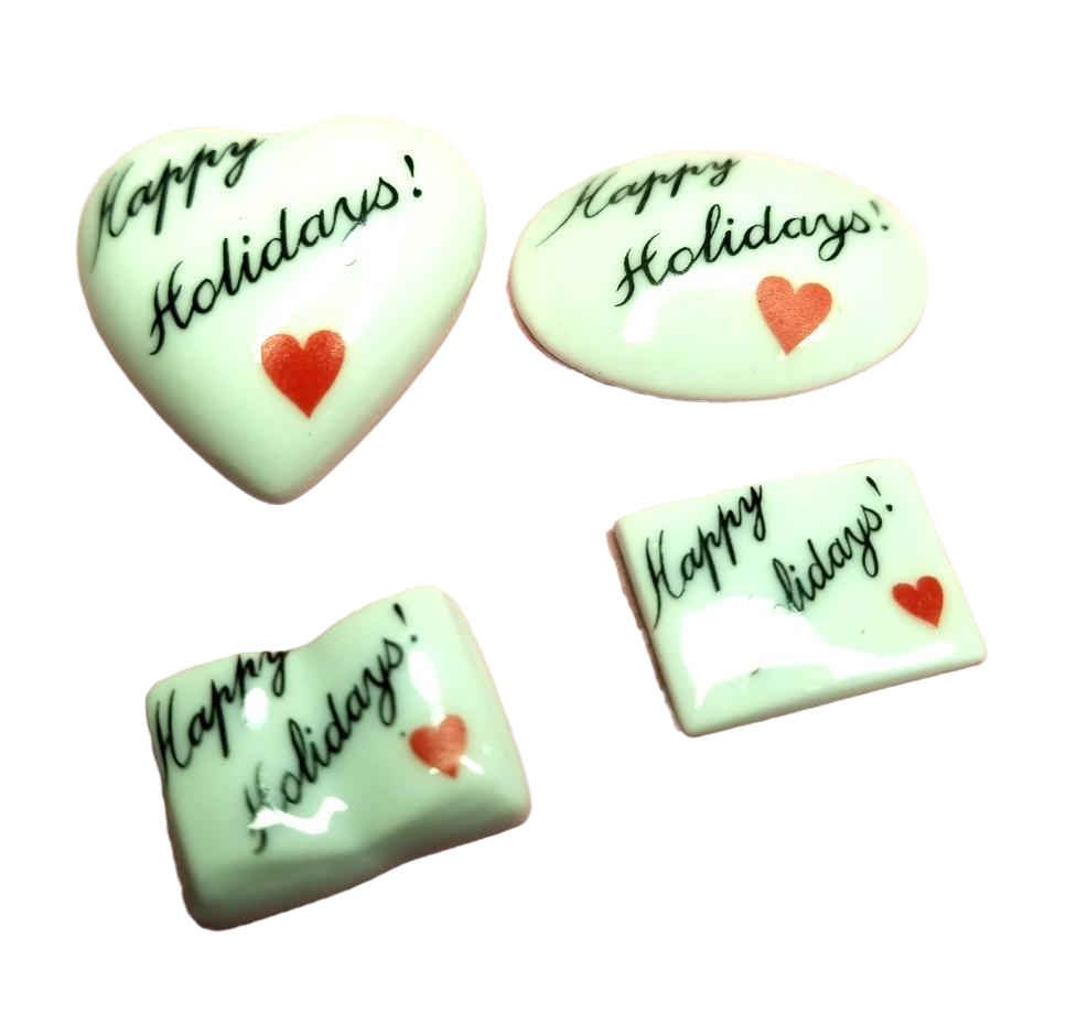 Colorful and festive HAPPY HOLIDAYS Goodie box filled with treats and gifts for the holiday season