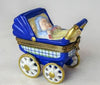 Beautiful blue baby carriage with large storage basket