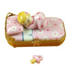 Baby In Pink Bed With Pacifier Baby