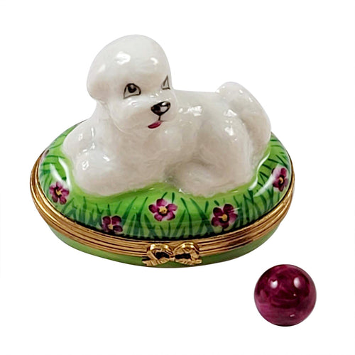 Bichon Lying Down with Removable Ball