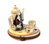 Includes 6 cups and saucers, teapot, creamer, and sugar bowl