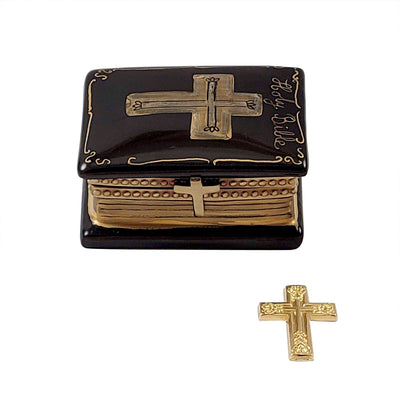 Black Bible with Removable Brass Cross