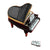 Black grand piano with elegant wood finish and music book 