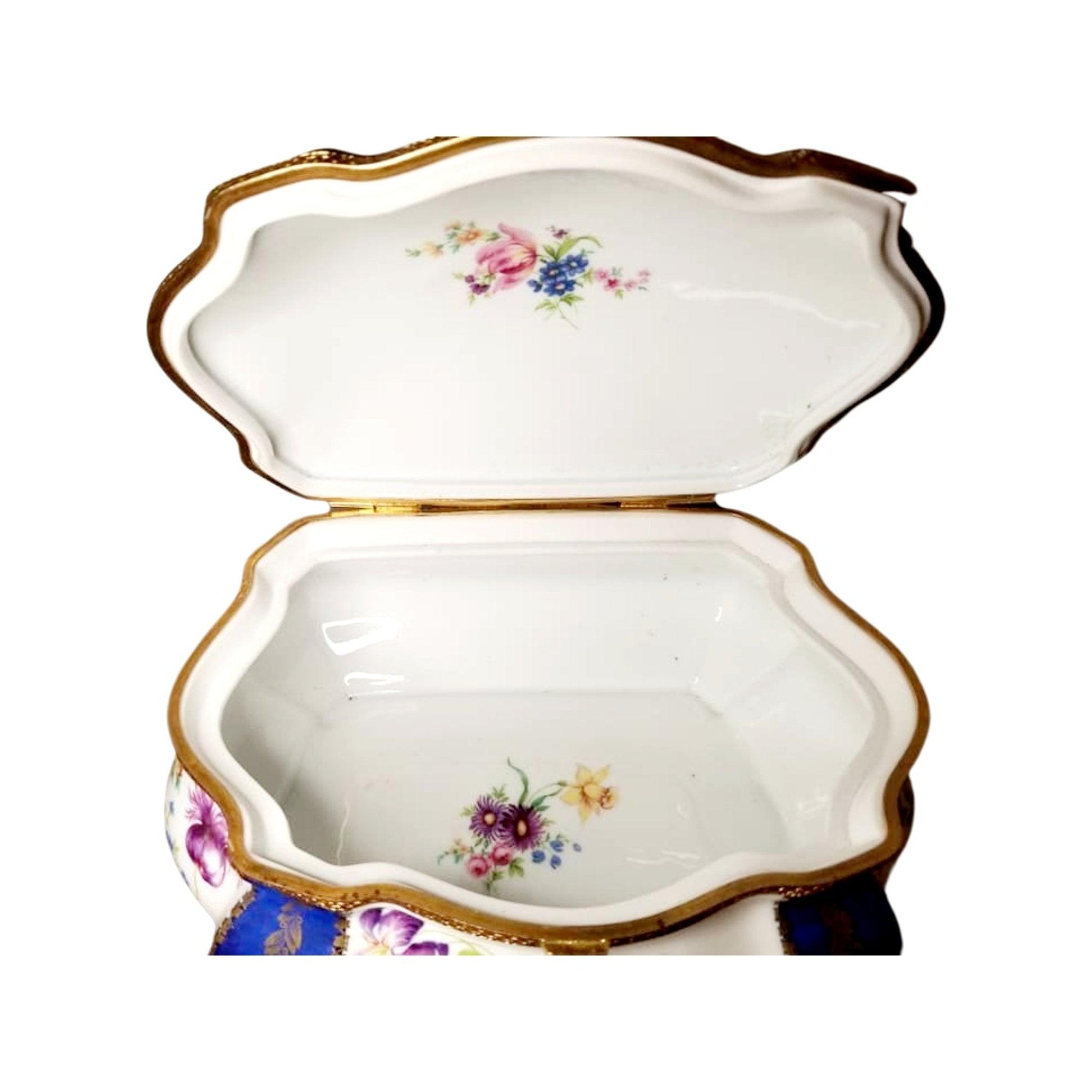 Blue Chest - 9" x 7" x 5" Jewelry Box Porcelain Figurine French Gifts Collectible - Limoges Box Boutique