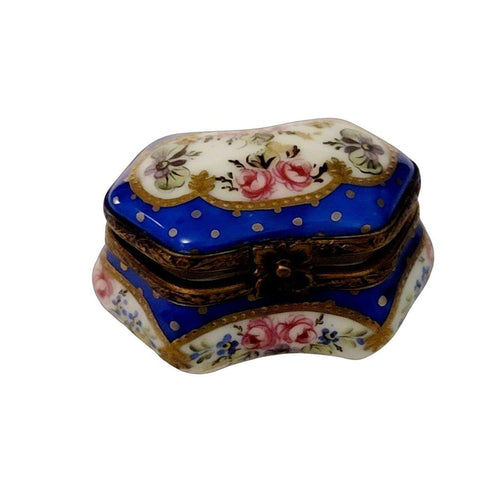 Blue Hexa Traditional Porcelain Limoges Trinket Box - Limoges Box Boutique