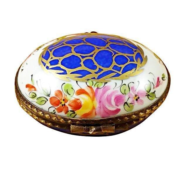 Blue Oval with Gold Circles Limoges Box - Limoges Box Boutique