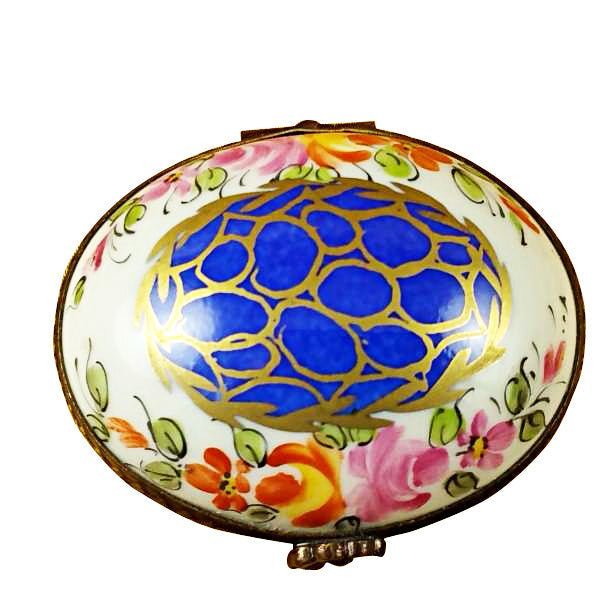Blue Oval with Gold Circles