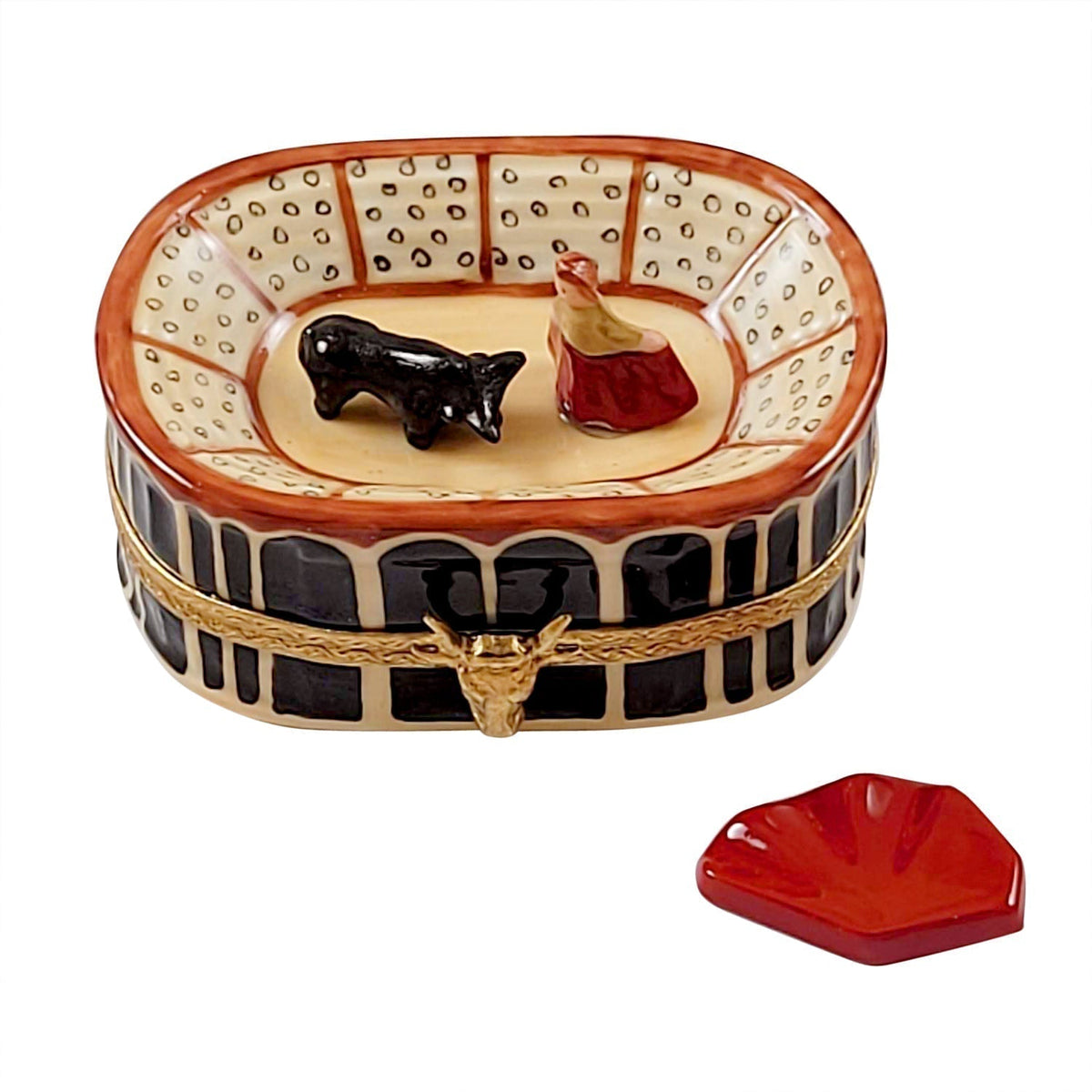 Bullfighting arena with removable red cape