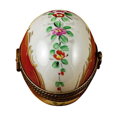 Beautiful burgundy egg adorned with vibrant handcrafted flowers