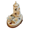 Butterflies White Tea Pot Set w Cups Butterfly Porcelain Limoges Trinket Box - Limoges Box Boutique