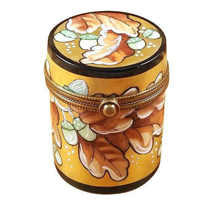 Canister box with acorn and leaf design, perfect for autumn
