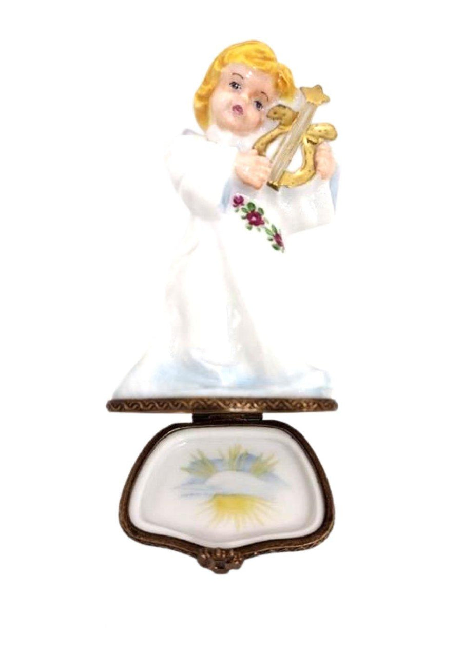 Christmas Angel w Lyre - Highly Detailed Limoges Box Figurine - Limoges Box Boutique