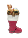 Decorative holiday stocking with adorable teddy bear and presents