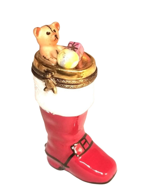 Christmas Boot Stocking w Teddy Bear presents