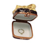 Christmas French Horn Blue Gold Gift Present Porcelain Limoges Trinket Box - Limoges Box Boutique