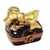 Christmas French Horn Blue Gold Gift Present Porcelain Limoges Trinket Box - Limoges Box Boutique