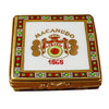 Cigar box with handcrafted wooden exterior and gold-toned metal clasp