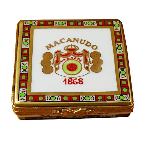 Cigar box with handcrafted wooden exterior and gold-toned metal clasp 