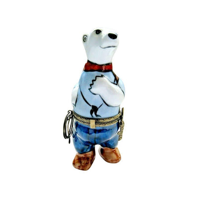 Cowboy Polar Bear Limoges Box Figurine - Limoges Box Boutique