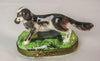 Dog Standing on Grass Porcelain Limoges Trinket Box - Limoges Box Boutique