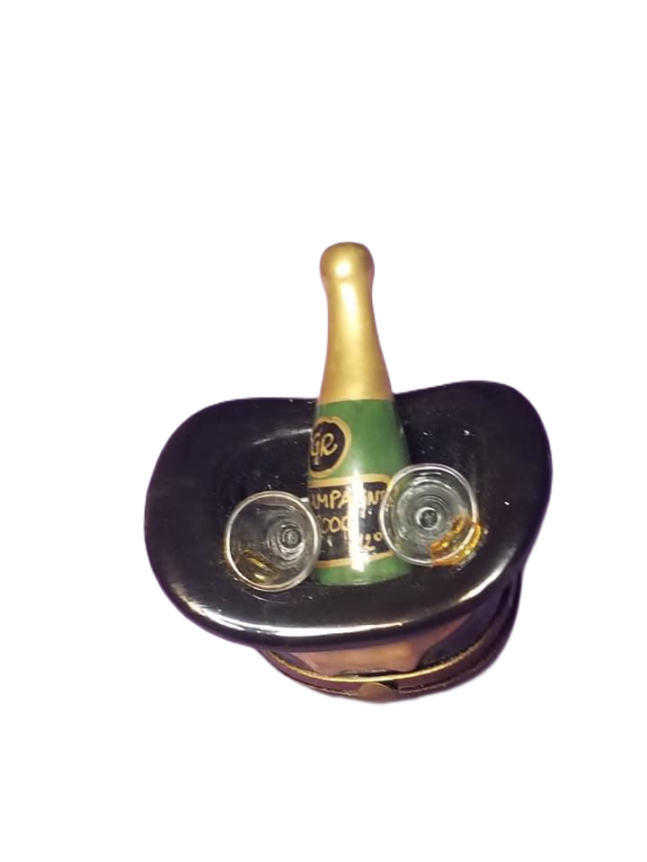 Millennial Hat with Champagne Glasses - Says Happy Millennial Inside Limoges Box - Limoges Box Boutique