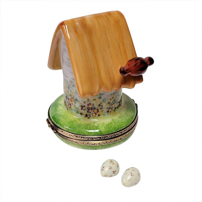 Floral Birdhouse with Cardinal, Bird & Removable - Limoges Box Boutique