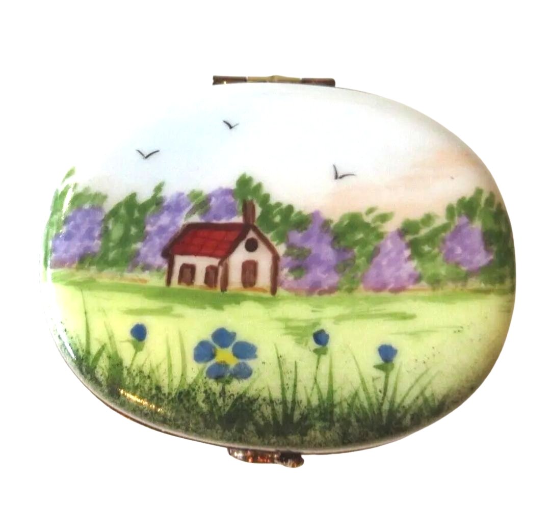 French Country Side House Violet Field Art