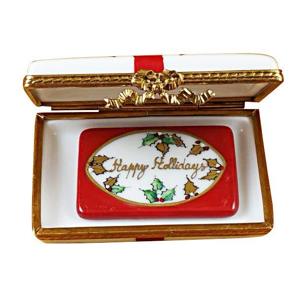 Happy Holidays Red Bow Gift Box