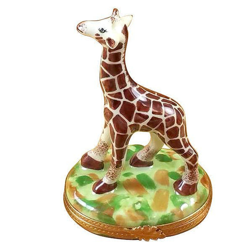 Giraffe plush toy with brown spots and long neck 