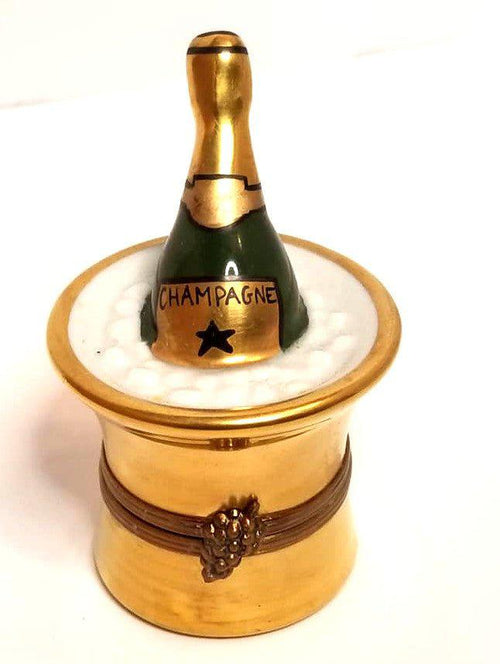 Gold Bucket of Champagne on Ice Gift limoges box
