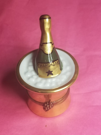 Luxurious gold champagne bucket with ice for chilling drinks