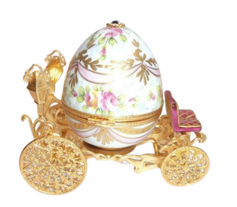 Gold Pink Cinderella Coach Egg w SLIPPER