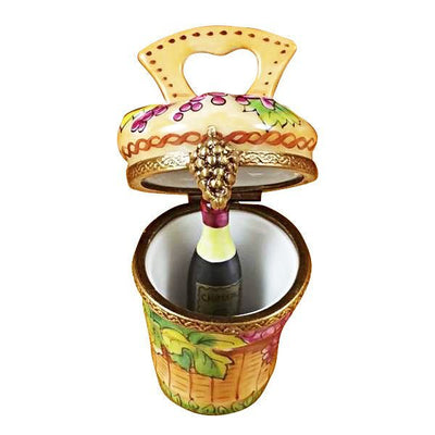 Grape Harvest Basket with Wine Bottle