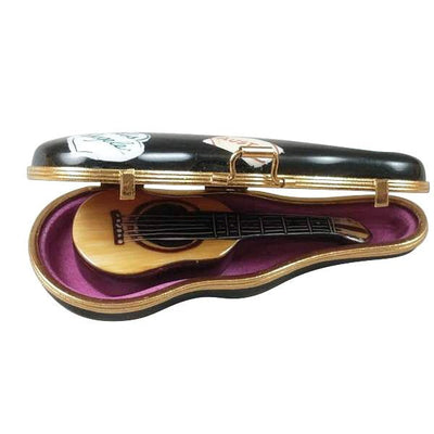 High-quality acoustic guitar in protective black case