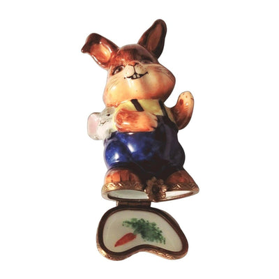 Happy Rabbit with Mouse Limoges Box Figurine - Limoges Box Boutique