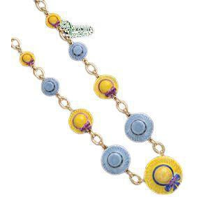 Hat Necklace: Yellow And Gray Limoges Box - Limoges Box Boutique